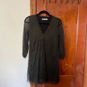 Zara Dark Sheer Long Sleeve Dress